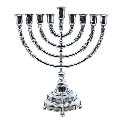 חנוכיה מנורה כסף טהור העתק מושלם של המנורה ברחבת כנסת ישראל בירושלים 6421
